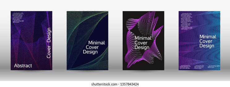 Minimum coverage of a vector. A set of modern abstract backgrounds with abstract gradient linear waves. Sound flyer for creating a fashionable abstract cover, banner, poster, booklet.