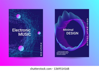 Minimum coverage of a vector. A set of modern abstract backgrounds with abstract gradient linear waves. Sound flyer for creating a fashionable abstract cover, banner, poster, booklet.