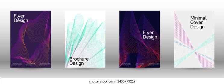 Minimum coverage of a vector. A set of modern abstract backgrounds with abstract gradient linear waves. Fashionable style. The background with is suitable for creating a banner, poster,  catalog.
