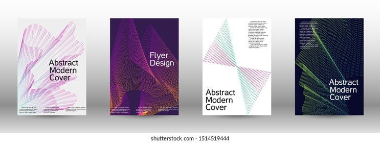 Minimum coverage of a vector. A set of modern abstract backgrounds with abstract gradient linear waves. Fashionable style. The background with is suitable for creating a banner, poster,  catalog.