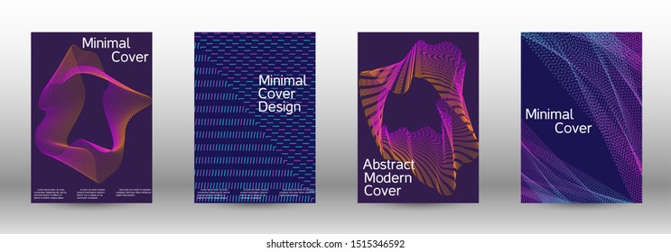 Minimum coverage of a vector. A set of modern abstract backgrounds with abstract gradient linear waves. Vector sound flyer for creating a fashionable abstract cover, banner, poster, booklet.