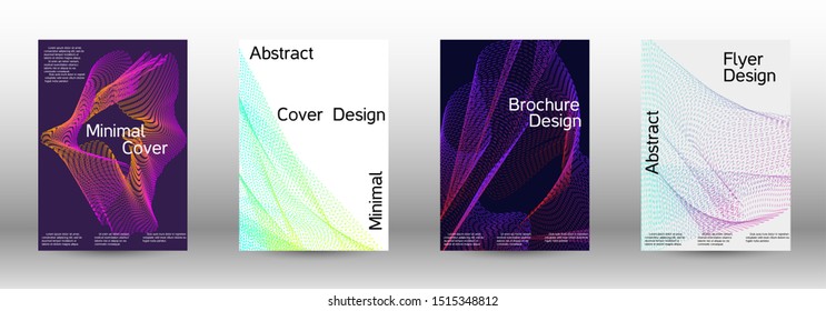 Minimum coverage of a vector. A set of modern abstract backgrounds with abstract gradient linear waves. Fashionable style. The background with is suitable for creating a banner, poster,  catalog.