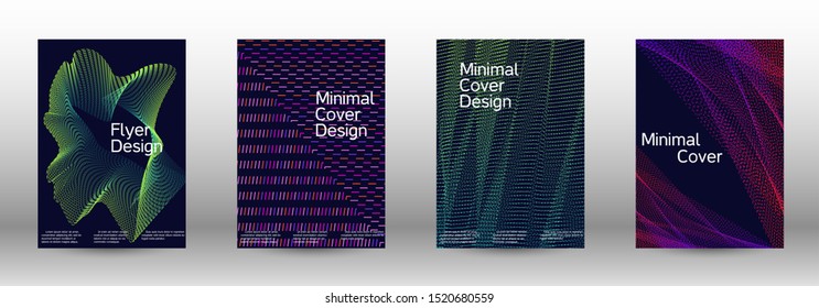 Minimum coverage of a vector. A set of modern abstract backgrounds with abstract gradient linear waves. Sound flyer for creating a fashionable abstract cover, banner, poster, booklet.
