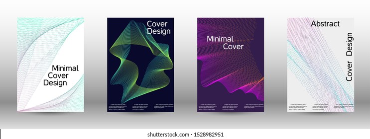 Minimum coverage of a vector. A set of modern abstract backgrounds with abstract gradient linear waves. Sound flyer for creating a fashionable abstract cover, banner, poster, booklet.