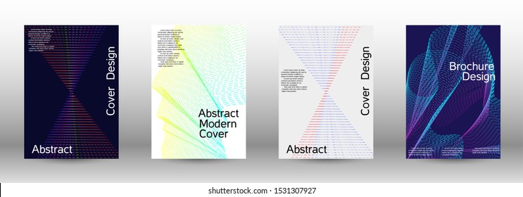 Minimum coverage of a vector. A set of modern abstract backgrounds with abstract gradient linear waves. Fashionable style. The background with is suitable for creating a banner, poster,  catalog.
