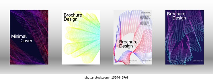 Minimum coverage of a vector. A set of modern abstract backgrounds with abstract gradient linear waves. Sound flyer for creating a fashionable abstract cover, banner, poster, booklet.