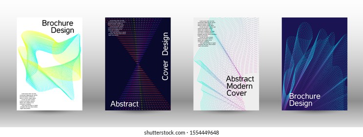 Minimum coverage of a vector. A set of modern abstract backgrounds with abstract gradient linear waves. Sound flyer for creating a fashionable abstract cover, banner, poster, booklet.