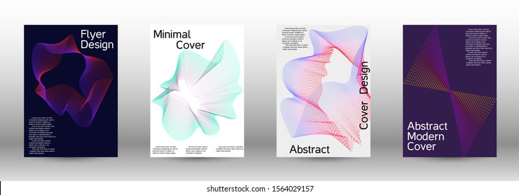 Minimum coverage of a vector. A set of modern abstract backgrounds with abstract gradient linear waves. Fashionable style. The background with is suitable for creating a banner, poster,  catalog.