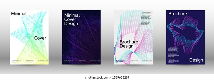 Minimum coverage of a vector. A set of modern abstract backgrounds with abstract gradient linear waves. Sound flyer for creating a fashionable abstract cover, banner, poster, booklet.