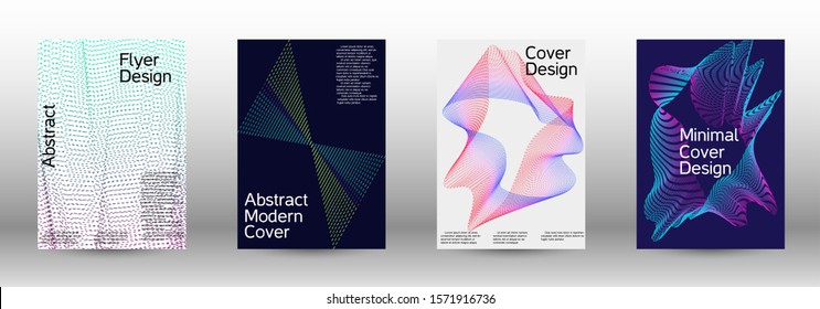 Minimum coverage of a vector. A set of modern abstract backgrounds with abstract gradient linear waves. Fashionable style. The background with is suitable for creating a banner, poster,  catalog.