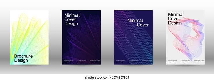 Minimum coverage of a vector. A set of modern abstract backgrounds with abstract gradient linear waves. Fashionable style. The background with is suitable for creating a banner, poster,  catalog.