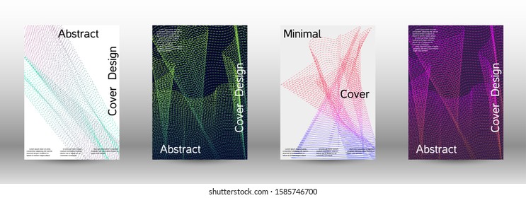 Minimum coverage of a vector. A set of modern abstract backgrounds with abstract gradient linear waves. Sound flyer for creating a fashionable abstract cover, banner, poster, booklet.