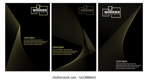 Minimum coverage of a vector. A set of modern abstract backgrounds with abstract gradient linear waves. Sound flyer for creating a fashionable abstract cover, banner, poster, booklet. 
