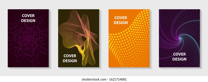 Minimum coverage of a vector. A set of modern abstract backgrounds with abstract gradient linear waves. Sound flyer for creating a fashionable abstract cover, banner, poster, booklet.EPS 10