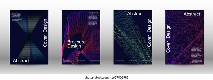 Minimum coverage of a vector. A set of modern abstract backgrounds with abstract gradient linear waves. Vector sound flyer for creating a fashionable abstract cover, banner, poster, booklet.
