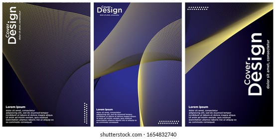 Minimum coverage of a vector. A set of modern abstract backgrounds with abstract gradient linear waves. Sound flyer for creating a fashionable abstract cover, banner, poster, booklet. 