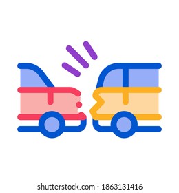 minimum dangerous distance between cars icon vector. minimum dangerous distance between cars sign. color symbol illustration