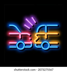 minimum dangerous distance between cars neon light sign vector. Glowing bright icon minimum dangerous distance between cars sign. transparent symbol illustration