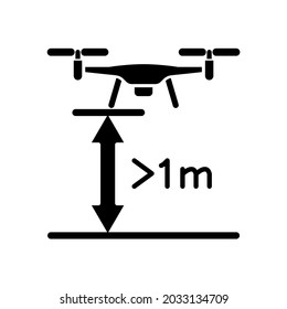 Minimum flight height black glyph manual label icon. Minimal drone altitude. Prevent collisions. Silhouette symbol on white space. Vector isolated illustration for product use instructions