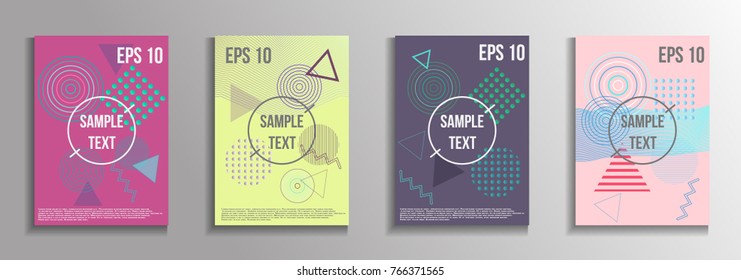 Minimum geometric coverage. A set of modern abstract covers from vector geometric shapes and patterns. The future template for decorating the background of albums, business brochures, banner, poster.