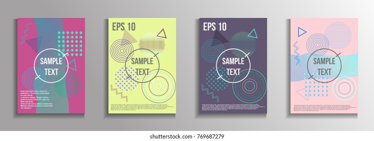Minimum geometric coverage. A set of modern abstract covers from vector geometric shapes and patterns. The future template for decorating the background of albums, business brochures, banner, poster.