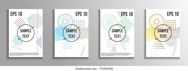 Minimum geometric coverage. A set of modern abstract covers from vector geometric shapes and patterns. The future template for decorating the background of albums, business brochures, banner, poster.