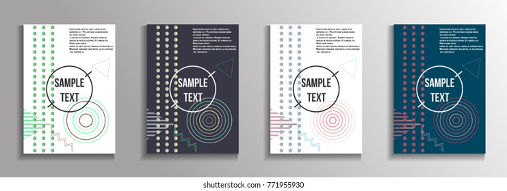 Minimum geometric coverage. A set of modern abstract covers from vector geometric shapes and patterns. The future template for decorating the background of albums, business brochures, banner, poster.