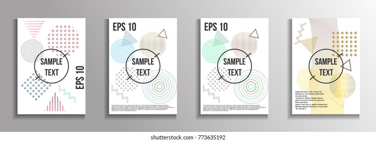 Minimum geometric coverage. A set of modern abstract covers from vector geometric shapes and patterns. The future template for decorating the background of albums, business brochures, banner, poster.