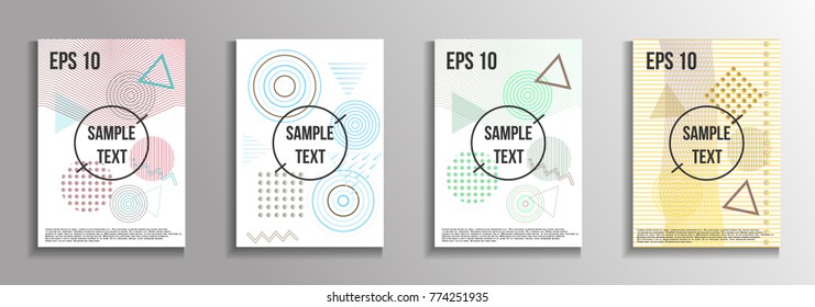 Minimum geometric coverage. A set of modern abstract covers from vector geometric shapes and patterns. The future template for decorating the background of albums, business brochures, banner, poster.