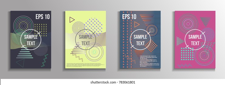 Minimum geometric coverage. Set of modern abstract objects from vector geometric elements. The future template for decorating the background of albums, business brochures, banner, poster.