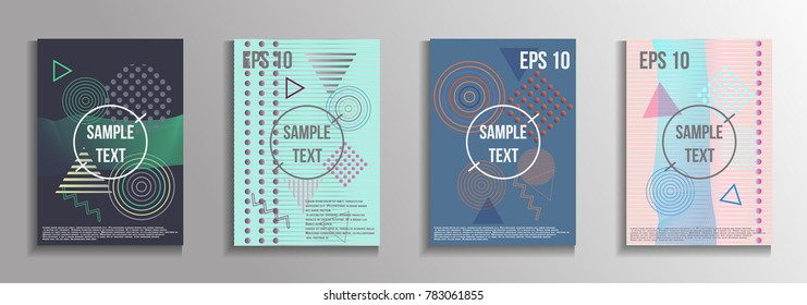 Minimum geometric coverage. Set of modern abstract objects from vector geometric elements. The future template for decorating the background of albums, business brochures, banner, poster.