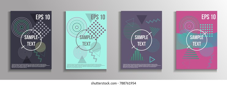 Minimum geometric coverage. Set of modern abstract objects from vector geometric elements. The future template for decorating the background of albums, business brochures, banner, poster.