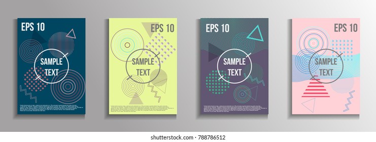 Minimum geometric coverage. Set of modern abstract objects from vector geometric elements. The future template for decorating the background of albums, business brochures, banner, poster.