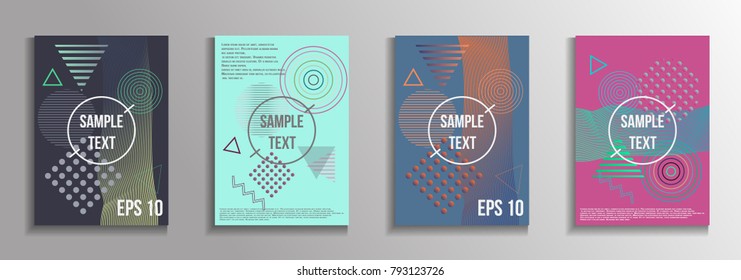 Minimum geometric coverage. Set of modern abstract objects from vector geometric elements. The future template for decorating the background of albums, business brochures, banner, poster.