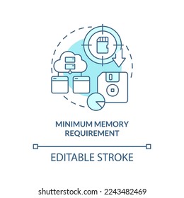Minimum memory requirement turquoise concept icon. Procedural programming advantage abstract idea thin line illustration. Isolated outline drawing. Editable stroke. Arial, Myriad Pro-Bold fonts used