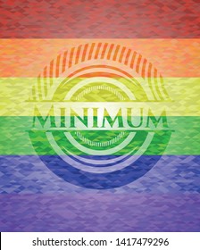Minimum on mosaic background with the colors of the LGBT flag