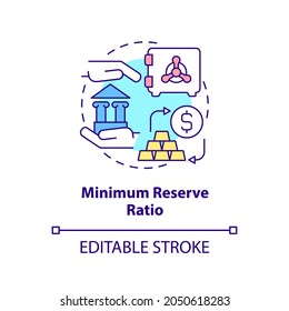 Minimum Reserve Ratio Concept Icon. Bank Regulation System Requirements. Monetary Policy Tool Abstract Idea Thin Line Illustration. Vector Isolated Outline Color Drawing. Editable Stroke