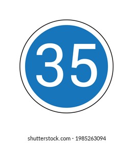 minimum speed limit 35 traffic sign vector illustration