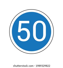 minimum speed limit 50 traffic sign vector illustration