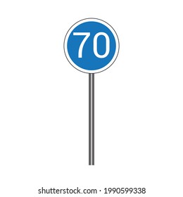 minimum speed limit 70 traffic sign vector illustration