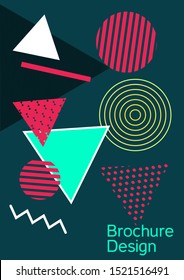 Minimum vector coverage. Abstract background in the style of Memphis.  Artistic geometric cover design. Fashionable  cover, banner, poster, booklet. Creative colors backgrounds. Vector.