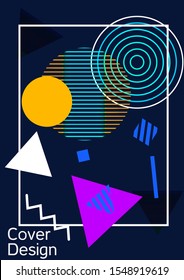 Minimum vector coverage. Abstract background in the style of Memphis.  Artistic geometric cover design. Fashionable  cover, banner, poster, booklet. Creative colors backgrounds. Vector.