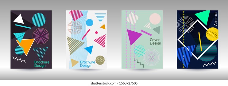 Minimum vector coverage. Abstract background in the style of Memphis.  Artistic geometric cover design. Fashionable  cover, banner, poster, booklet. Creative colors backgrounds. 