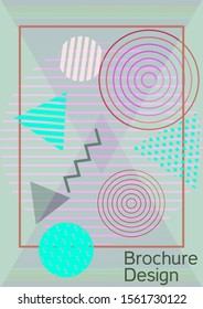 Minimum vector coverage. Abstract background in the style of Memphis.  Artistic geometric cover design. Fashionable  cover, banner, poster, booklet. Creative colors backgrounds. 