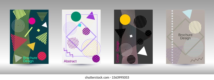 Minimum vector coverage. Abstract background in the style of Memphis.  Artistic geometric cover design. Fashionable  cover, banner, poster, booklet. Creative colors backgrounds. 