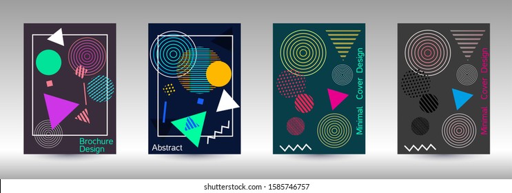 Minimum vector coverage. Abstract background in the style of Memphis.  Artistic geometric cover design. Fashionable  cover, banner, poster, booklet. Creative colors backgrounds. Vector.
