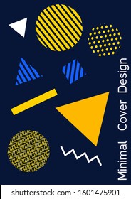 Minimum vector coverage. Abstract background in the style of Memphis.  Artistic geometric cover design. Fashionable  cover, banner, poster, booklet. Creative colors backgrounds. 