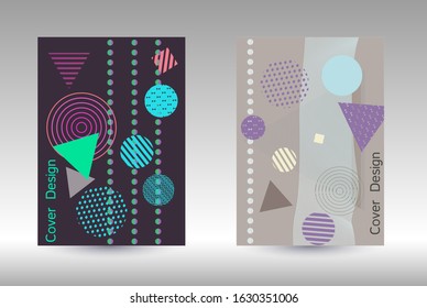 Minimum vector coverage. Abstract background in the style of Memphis.  Artistic geometric cover design. Fashionable  cover, banner, poster, booklet. Creative colors backgrounds. 