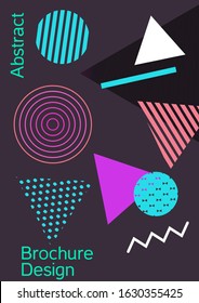 Minimum vector coverage. Abstract background in the style of Memphis.  Artistic geometric cover design. Fashionable  cover, banner, poster, booklet. Creative colors backgrounds. Vector.