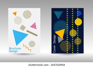 Minimum vector coverage. Abstract background in the style of Memphis.  Artistic geometric cover design. Fashionable  cover, banner, poster, booklet. Creative colors backgrounds. 